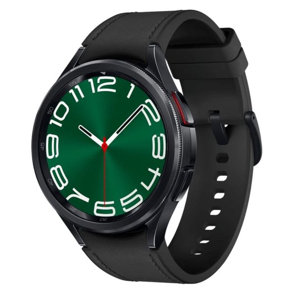ساعت هوشمند سامسونگ مدل Galaxy Watch6 Classic 47mm، مناسب برای ورزش، روزمره، رسمی، دارای قابلیت‌های صفحه نمایش رنگی و لمسی، کنترل موسیقی، قابلیت مکالمه از طریق بلوتوث، بند سیلیکون، فرم صفحه دایره، فناوری GPS، با حافظه داخلی 16 گیگابایت