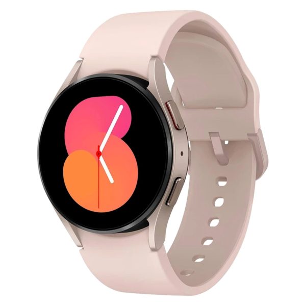 ساعت هوشمند سامسونگ مدل Galaxy Watch5 40mm، مناسب برای ورزش، روزمره، رسمی، دارای قابلیت‌های صفحه نمایش لمسی، کنترل موسیقی، بند سیلیکون، فرم صفحه دایره، فناوری GPS، با حافظه داخلی 16 گیگابایت