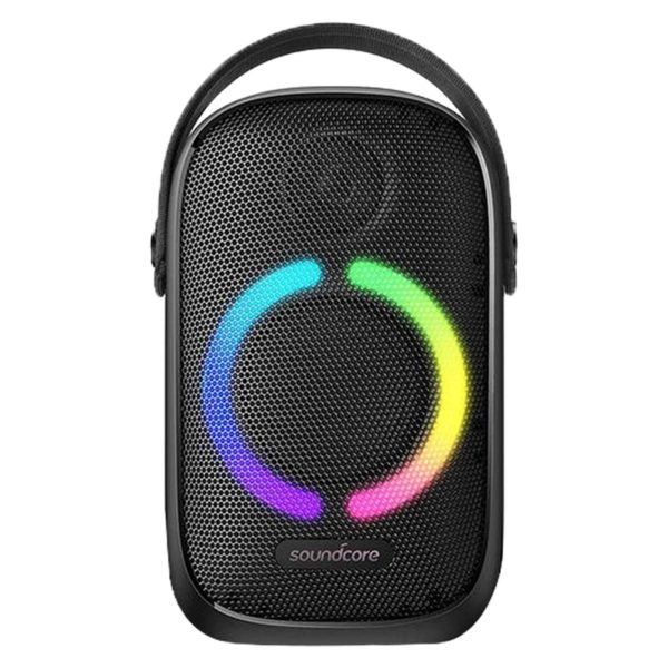 اسپیکر بلوتوثی قابل حمل انکر مدل SoundCore A3395 Rave Neo، مدت زمان پخش 18 ساعت، نسخه بلوتوث 5، منبع انرژی باتری، مدت زمان شارژ شدن 6 ساعت، همراه با کابل شارژ، دارای ورودی USB ،USB-C و AUX، ضد آب و گرد‌‌‌ و خاک، دارای رقص نور، قابلیت پاوربانک